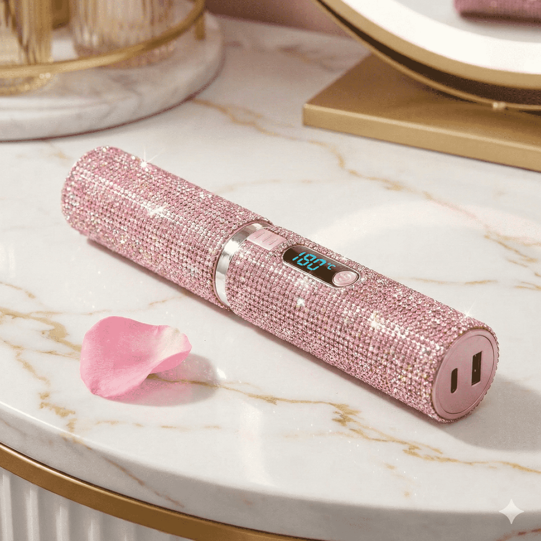 Mini Lisseur Cheveux Portable avec Strass  - 3